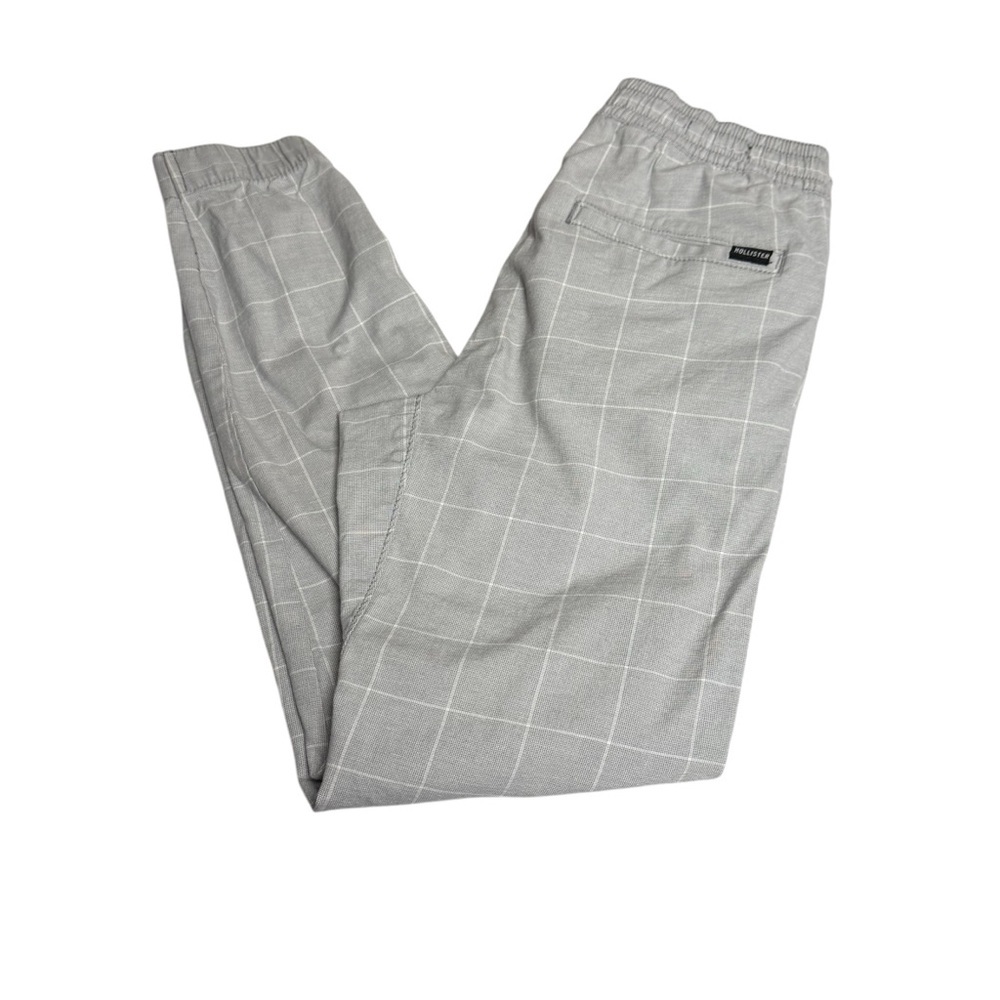 Lhollister Xs Gray Checkered Jogger Pants With Real Pockets And Tie Waist